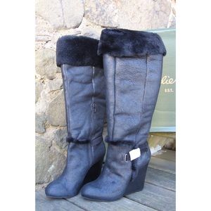 NEW Eddie Bauer Tall Shearling Wedge Boots